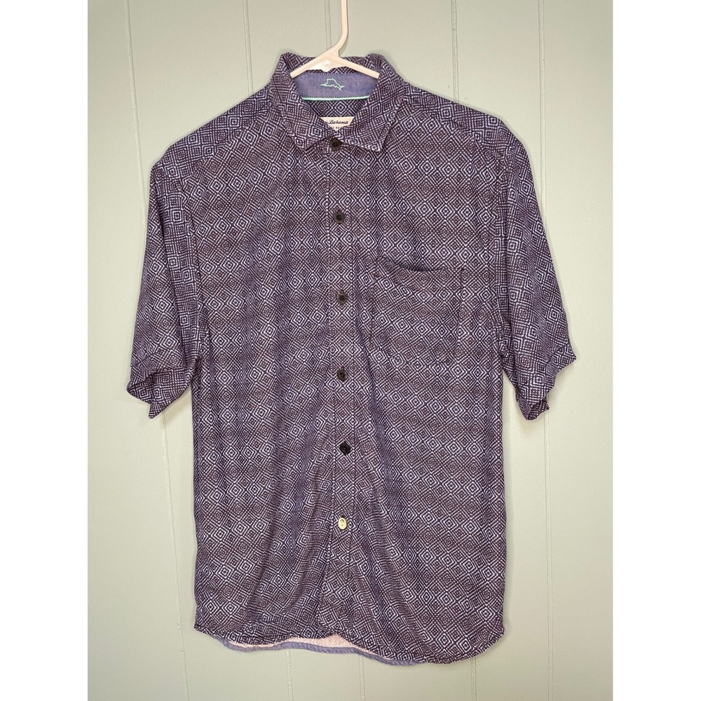Tommy Bahama Button Down Shirt Mens Small Purple Excellent Coconut Point Diamond